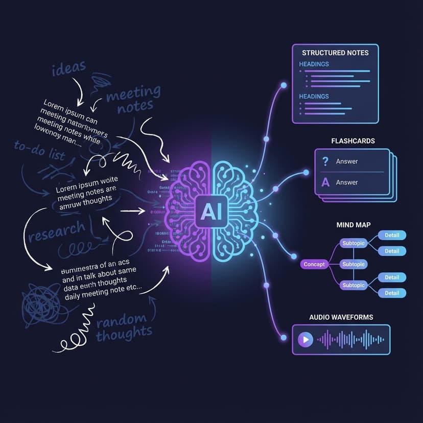 AI processing and organizing notes illustration